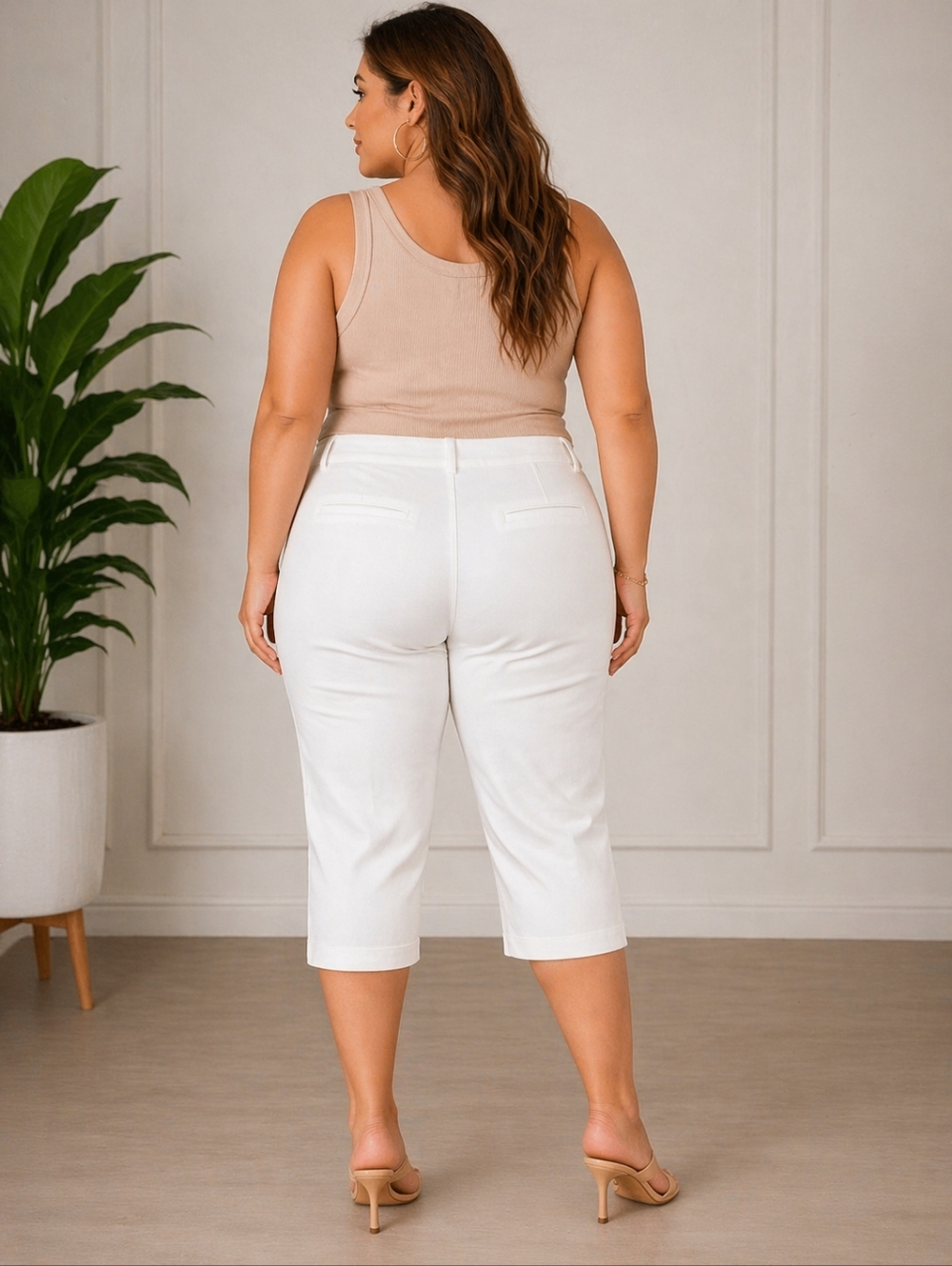 NWT! Lane Bryant Ashley Capri Pants White Size 22 Stretch Comfy Chic - Picture 2 of 6
